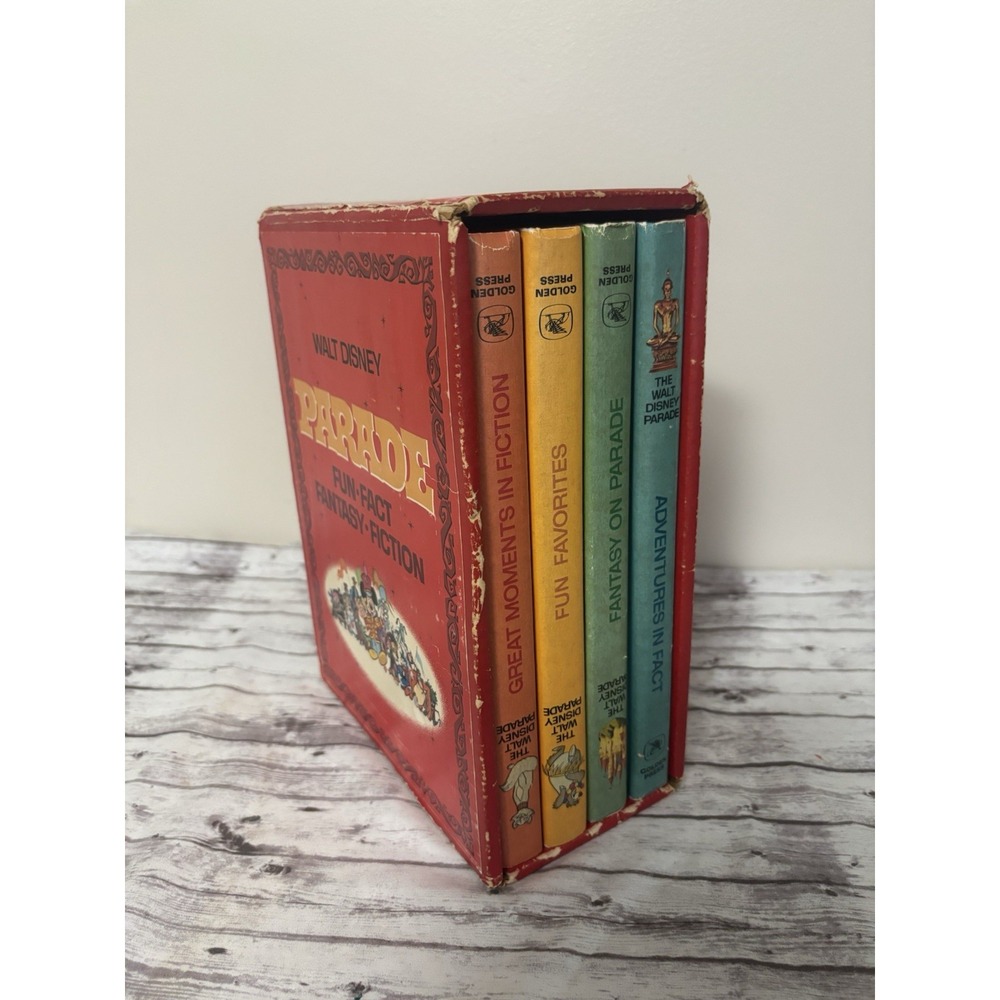 Walt Disney Parade Fun Fact Fantasy Fiction Books Complete Set of 4 1970 Vintage